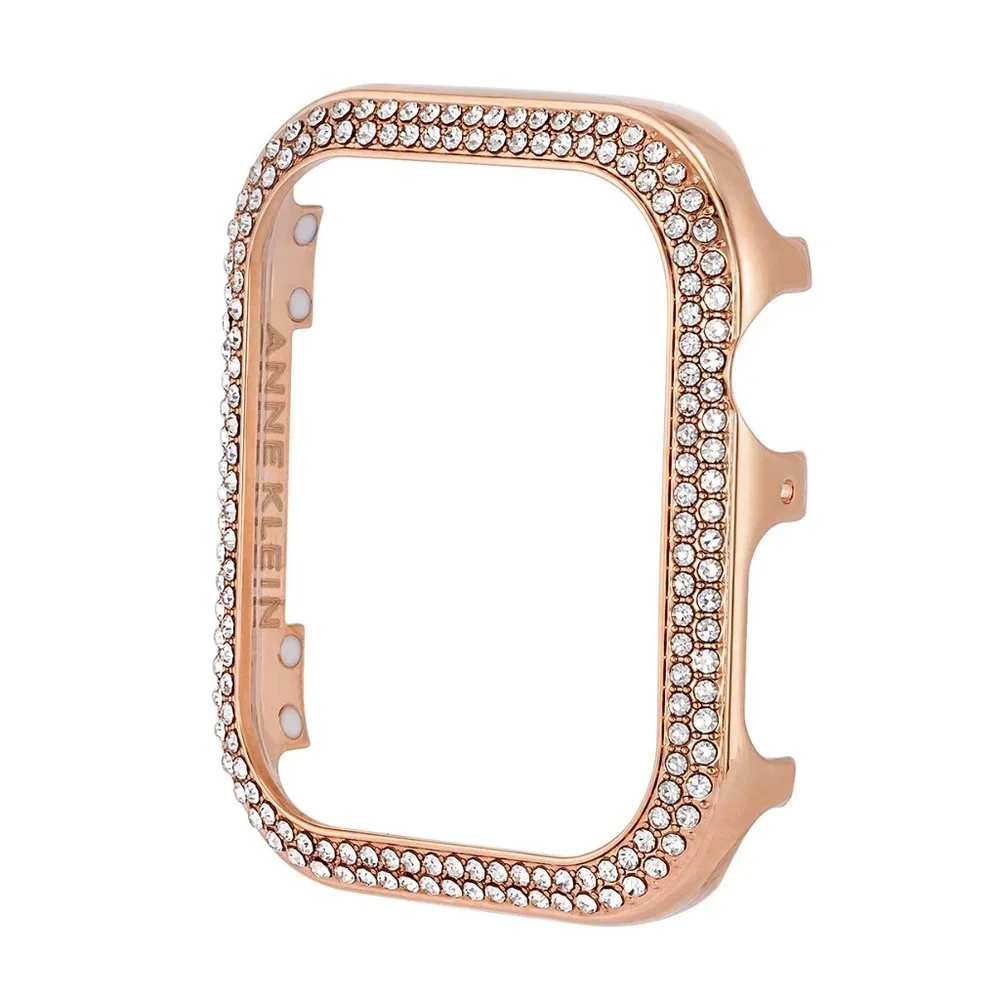 Anne Klein rose gold crystal encrusted protective case for Apple Watch- 44mm